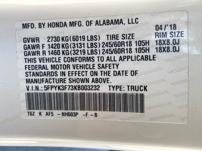 2019 Honda Ridgeline RTL-E