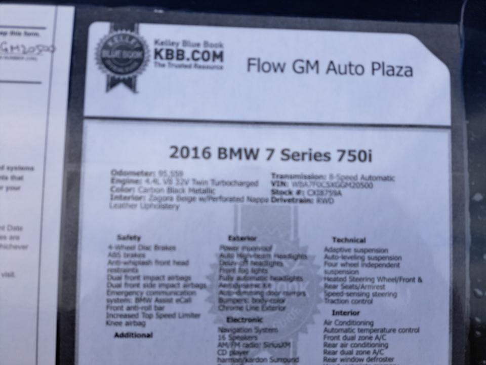 2016 BMW 750i 750i