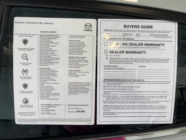 2026 Mazda Mazda3 Hatchback 2.5 S Select Sport