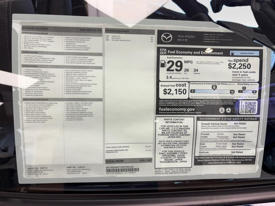 2026 Mazda Mazda MX-5 Miata RF Grand Touring