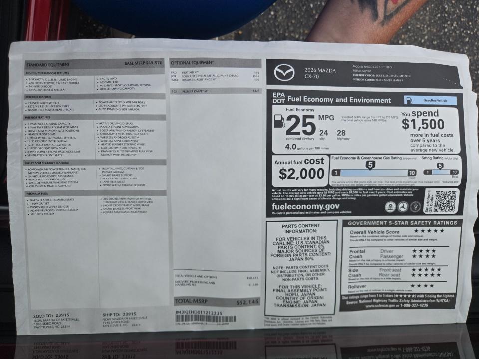 2026 Mazda Mazda CX-70 3.3 Turbo Premium Plus AWD