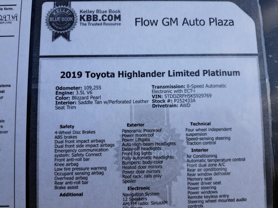 2019 Toyota Highlander Limited Platinum